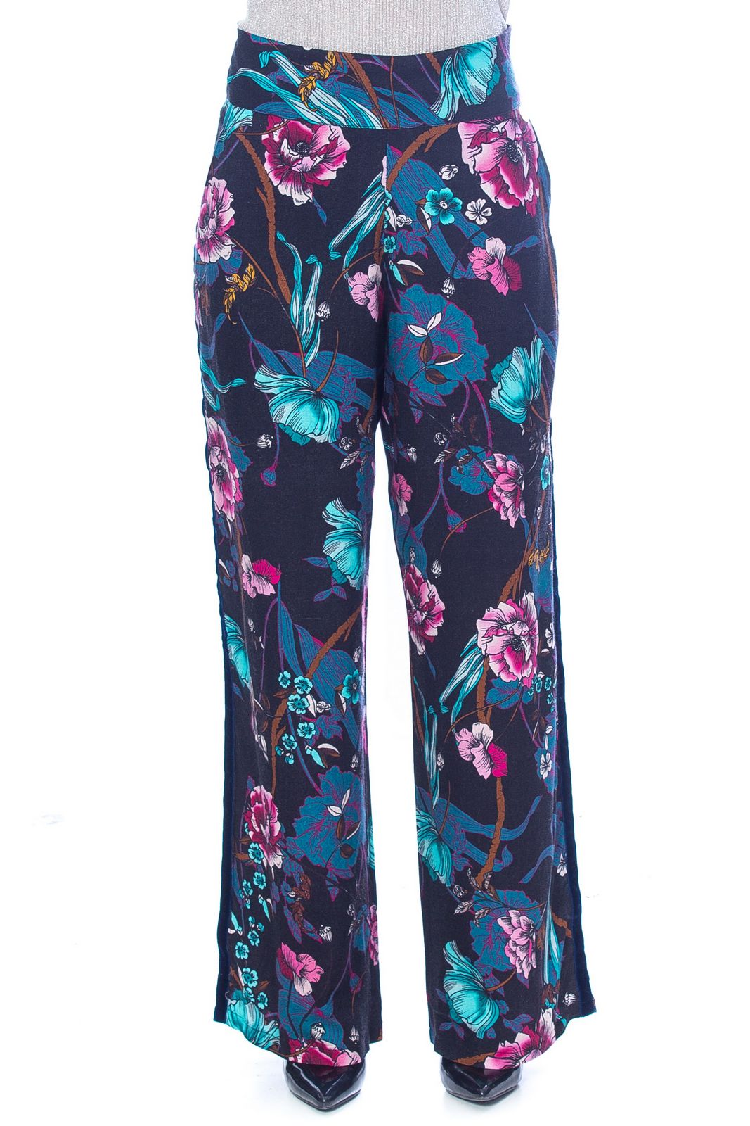 Pantaloni palazzo - NERO/FUXIA/BLU